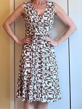 Pure Collection Midi Floral Abstract Viscose Dress NWT US 6